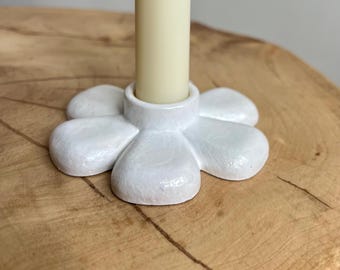 Ceremony Candle Holder, Taper Stand, Gold or Silver Leaf, Wedding & Church Decor