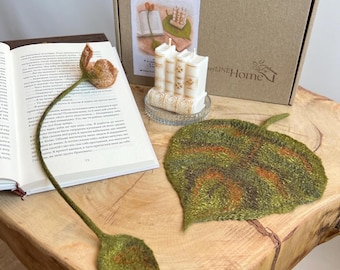 Leescadeauset: boekenkaars, vilten bladwijzer en onderzetter