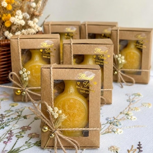 Beeswax Mini Vessel Candle, Wedding Favor, Guest Gift, Greek Ceremony Favor, Baptism Keepsake