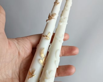 Handmade Cone Candle Dove Relief