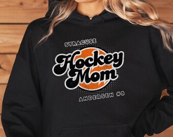 Custom Hockey Mom Hoodie, Team Name & Number, Personalized Gift