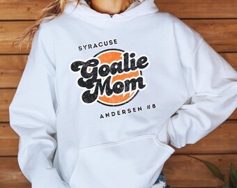 Goalie Mom Hoodie, Custom Name and Team Hockey Sweatshirt, Gift for Hockey Mom