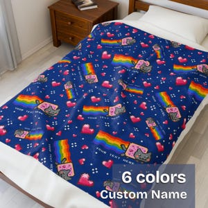 Manta de Nyan Cat, manta arcoíris de Poptart Cat, linda manta gamer para niños, regalo de Nyan Cat, manta de peluche suave para juegos