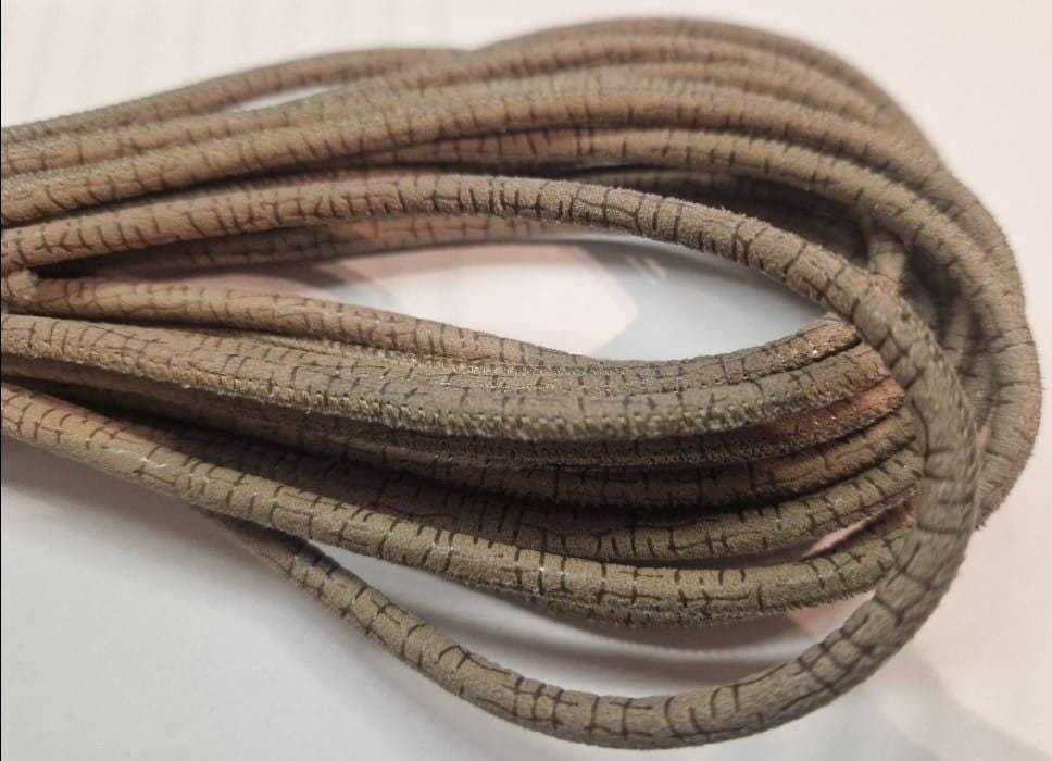 Nappa Leather Cord 4MM - Beige & Graphite, 2-Meter Bundle