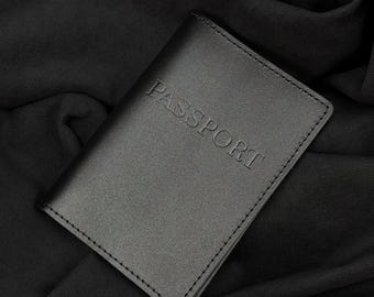 Leather Passport Cover-Handmade Slim Travel Case for Men,Genuine Holder Black Brown