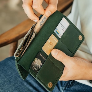 Lange Herrenbrieftasche aus Leder - Brieftasche für Männer und Frauen - schlanke Brieftasche für Frauen - Minimalistischer Stil - Geschenke für Freund - Brieftasche für Papa