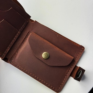 Carteira de couro minimalista – Carteira pequena masculina e feminina – Porta-cartões de visita – Carteira personalizada para o pai ou presente