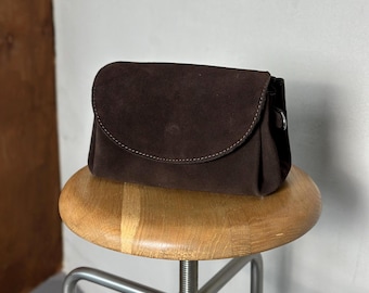 Suede Flap Crossbody Bag-Handmade Shoulder Purse for Women,Genuine Suede Organized Handbag