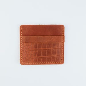 Portefeuille crocodile - porte-cartes en cuir personnalisé, cadeau fête des pères, mini portefeuille gravé au laser, cadeau pour mari, étui en cuir véritable