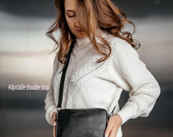 Small Leather Crossbody Bag-Handmade Shoulder Purse for Women,Genuine Floater Leather Handbag