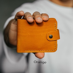 Cartera de cuero - Tarjetero de cuero genuino, Cartera minimalista hecha a mano para hombres, Tarjetero de cuero - Regalo perfecto para el Día del Padre, Novio