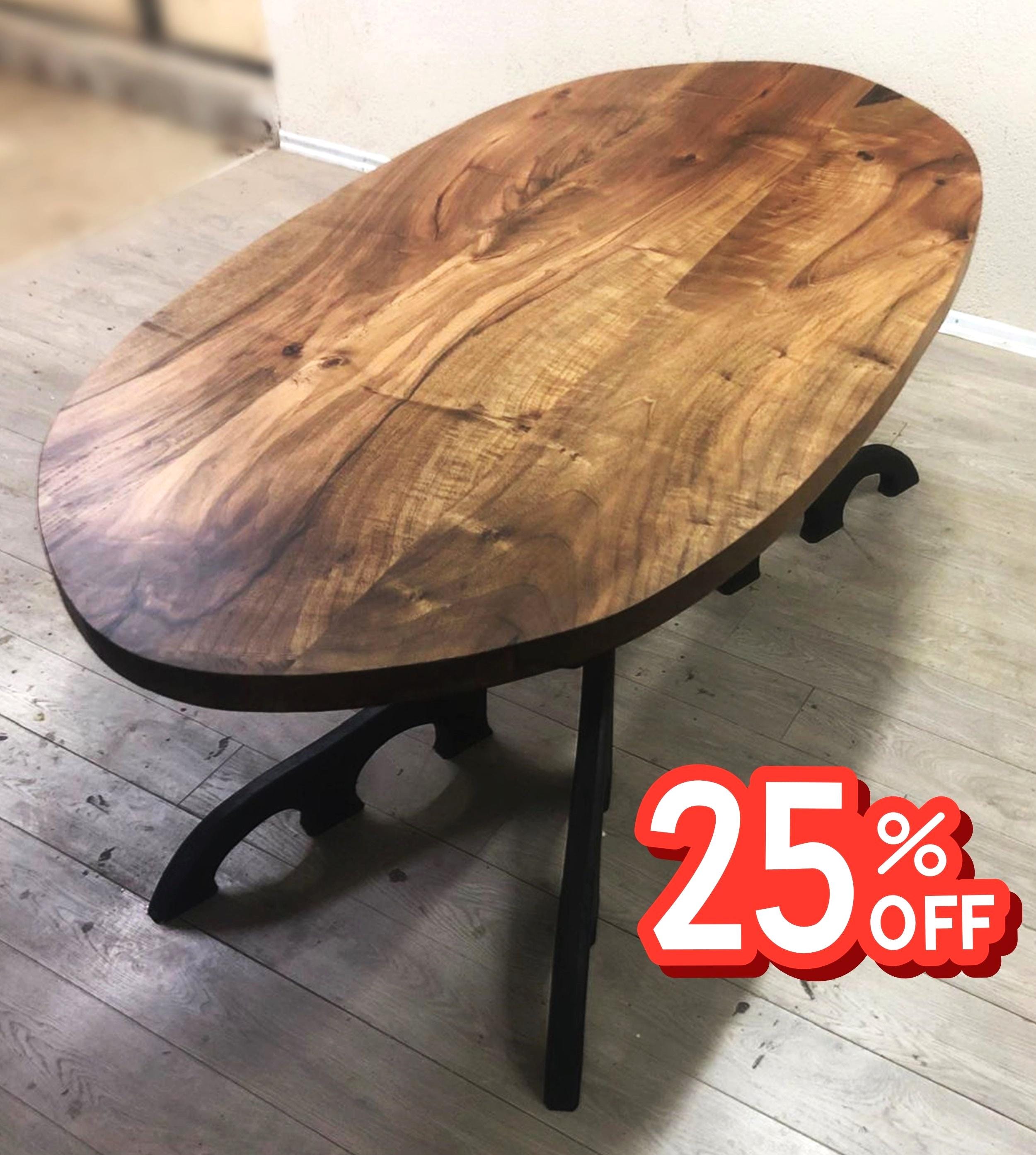 Oval Dining Table, Mid Century Table, Solid Walnut Wood Oval Table, Kitchen Table