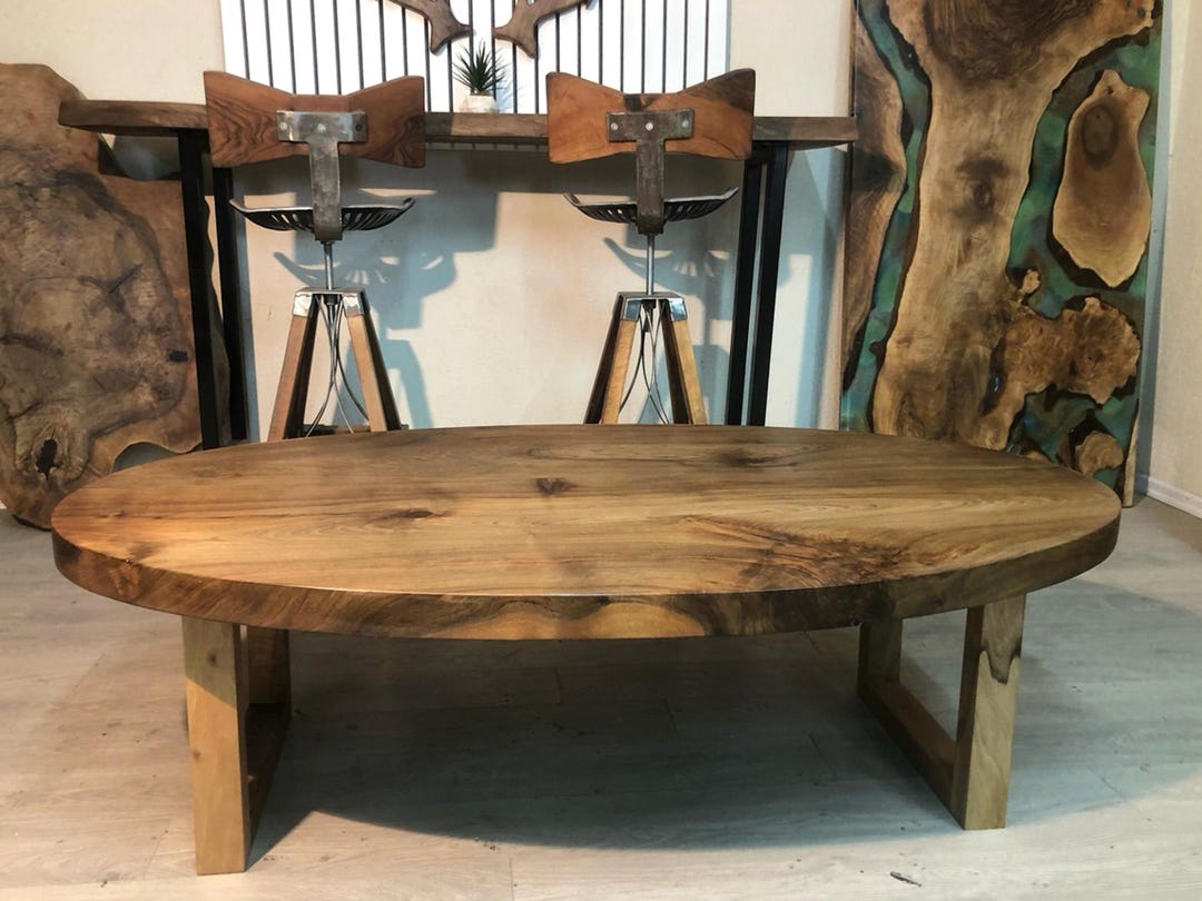 Handcrafted Oval Walnut Dining Table, Modern Solid Wood Desk - Etsy