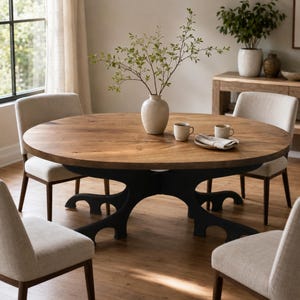 Oval Walnut Dining Table, Custom Solid Wood Kitchen Table, Handmade Modern Furniture