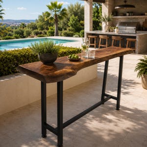 Table de bar Live Edge en noyer, table de bar à hauteur de comptoir