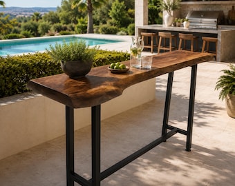 Live Edge Walnut Bar Table, Pub Counter Height Table