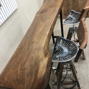Live Edge Walnut Bar Table | Solid Wood Counter Height Table for Narrow Kitchens image 3
