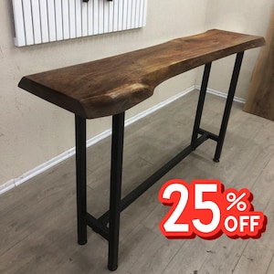 Industrial Bar Table, Solid Walnut Wood Bar Table, Console, Accent, Pub Height Table