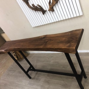 Live Edge Walnut Bar Table | Solid Wood Counter Height Table for Narrow Kitchens image 10