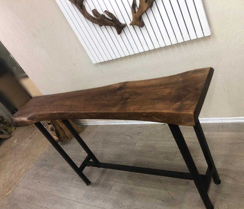Live Edge Walnut Bar Table | Solid Wood Counter Height Table for Narrow Kitchens image 10