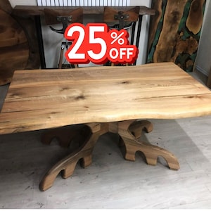 Farmhouse dining table, Live edge living room table, Solid Naturel Walnut Wood Table