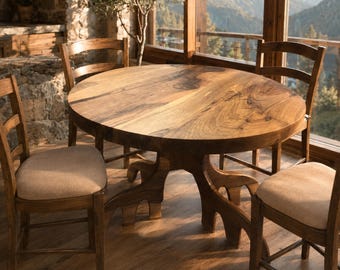 Solid Walnut Round Dining Table | Handmade Modern Design | Custom Sizes
