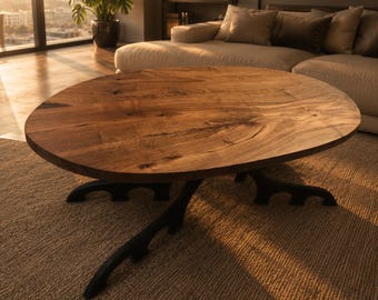 Handgemachter ovaler Esstisch aus Nussbaum, Mid-Century Modern, Konferenztisch