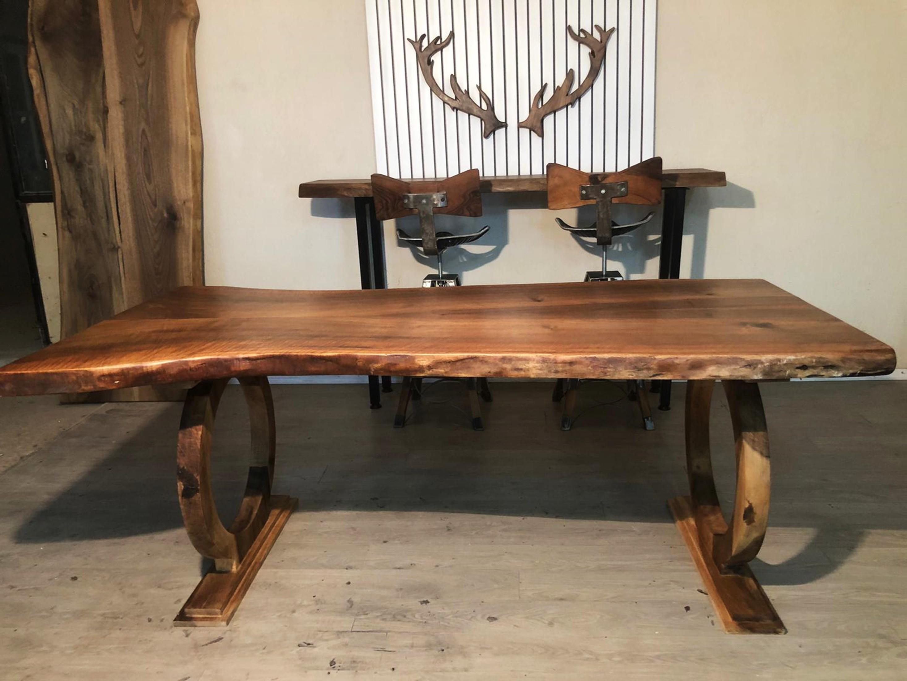 Solid Walnut Wood Dining Table, Rustic Farmhouse Kitchen Table - Etsy