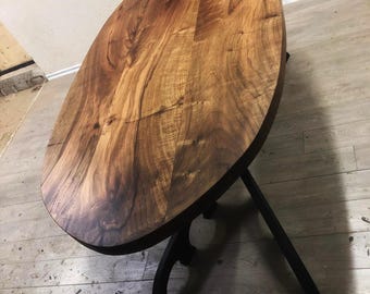 Handcrafted Oval Walnut Dining Table: Mid-Century Modern Kitchen Table