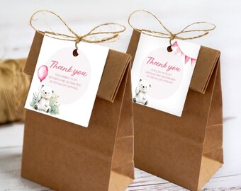 Thank you card | Birthday thank you card | Cute bear card | Digital download | Thank you card template | Two template options
