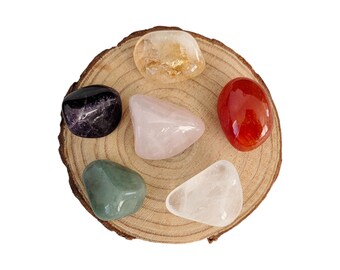 Kids Beginner Crystal Kit | 6 Genuine Polished Pocket Stones & Collector's Card