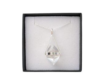 Clear Quartz 925 Sterling Silver Necklace | Double Terminated Pendant | The Master Healer