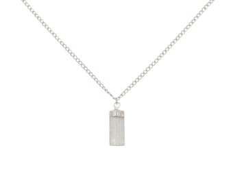 Raw Selenite Pendant Crystal Necklace - Divine Light & Intuition