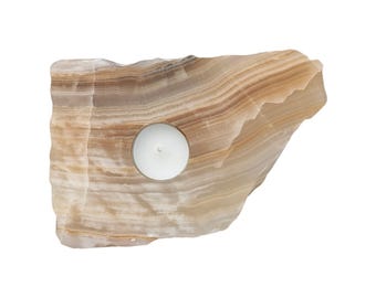 Amber Aragonite Tealight Holder - Grounding Crystal Candle