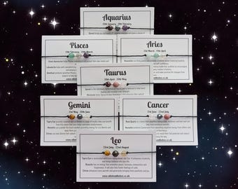 Horoscope Crystal Beaded Bracelets - Zodiac Gemstone Jewellery