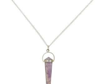 Lepidolite Crystal Pendant Necklace - Self Love Gemstone, Third Eye Chakra, Balance & Calm