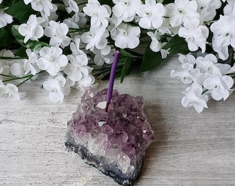 Amethyst Incense Holder | Amethyst Joss Stick Holder | Crystal Incense | Crystal Gifts | Amethyst Cluster | Amethyst Gifts