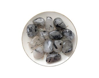 Tourmalinated Quartz Tumblestone - Protection & Balance Crystal