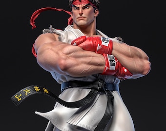 May include: A close-up of a white karate gi with a black belt and red boxing gloves. The figure has a red headband and a serious expression. The text "正拳道" is on the belt.