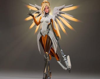 Mercy, Overwatch, Resin 24 CM Model Kit Painted 3d Printed GK Statue Figure