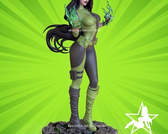 Shego, 12K harsmodelkit, geschilderde 3D-geprinte doe-het-zelffiguur
