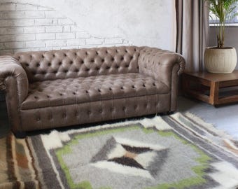 Handwoven Blanket – Weighted Wool Throw, Cozy Brushed Bedspread, Rustic Sheep Wool Coverlet (4.9×6.9 ft).