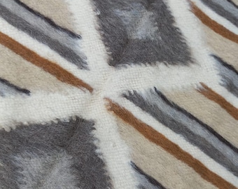Handwoven Blanket – Weighted Wool Throw, Cozy Brushed Bedspread, Rustic Sheep Wool Coverlet  (5x7 ft)