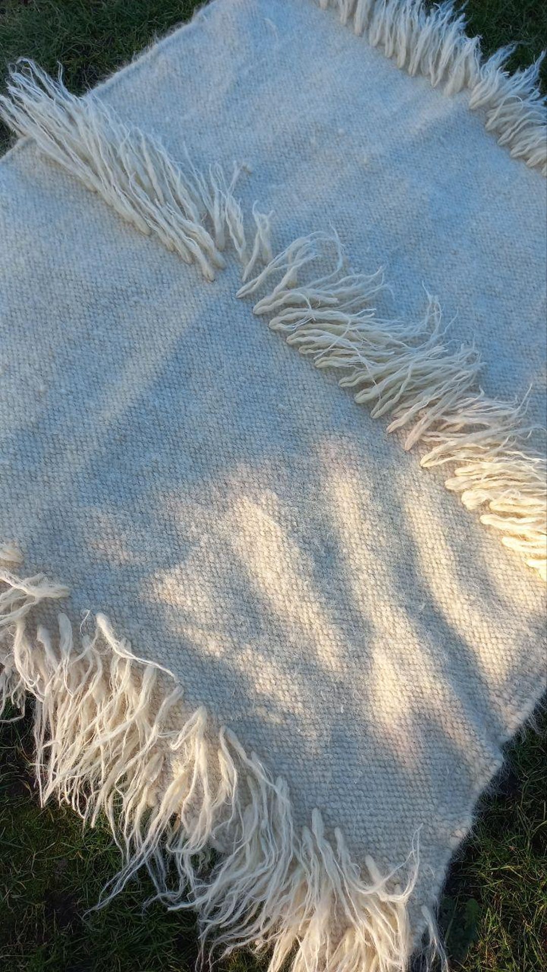 Rustic Wool Blankets Handwoven Natural Sheep Wool Blanket – Rustic Boho Cream Throw With ...