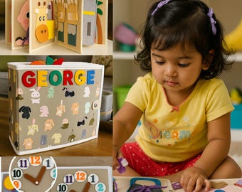 Personalised Montessori Busy Book for Toddlers – Interactive Felt Quiet Book, Travel Sensory Toy, Educational Activity for Kids Age 1–5 Year