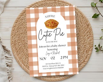 Invitación para Baby Shower "Cutie Pie": Baby Sprinkle de Otoño (Imagen Digital) / Descarga Instantánea / Editable