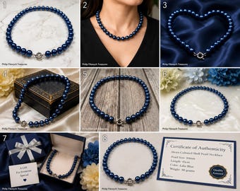 Pearl-33--Lake Blue Akoya Cultured Shell Pearl Necklace 10mm 45cm | Elegant Women's Statement Choker | Fashion Jewelry Gift