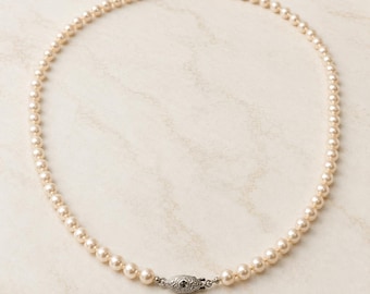 Pearl-05--Pink Freshwater Cultured Pearl Necklace 24 Inch, 5mm Pearls, Silver-Tone Clasp, Classic Matinee Strand