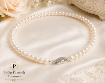 Akoya Pearl Necklace 6-7mm AAAA White Pearls 18in Sterling Silver Clasp High Luster Fine Jewelry Gift for Women Wedding Anniversary