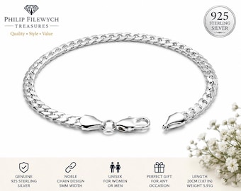 BR-03--Premium 925 Sterling Silver Bracelet | 5mm Link Chain | Classic Fashion Jewelry